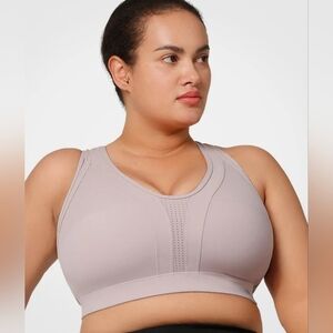 Yvette Light Pink Power Cross Back Padded Sports Bra